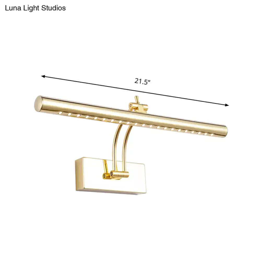 Modern chrome & gold led bathroom wall lamp with tubular metal shade