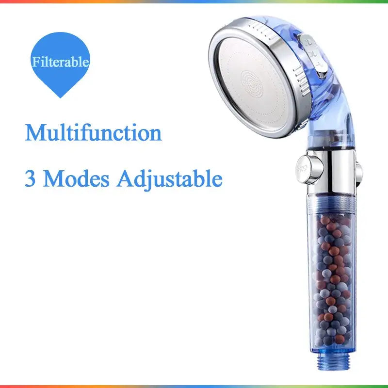 Modern chrome high pressure anion shower head with stop button bathroom