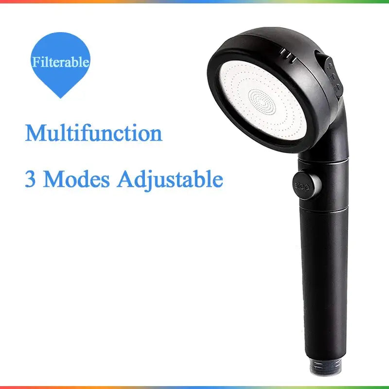 Modern chrome high pressure anion shower head with stop button bathroom