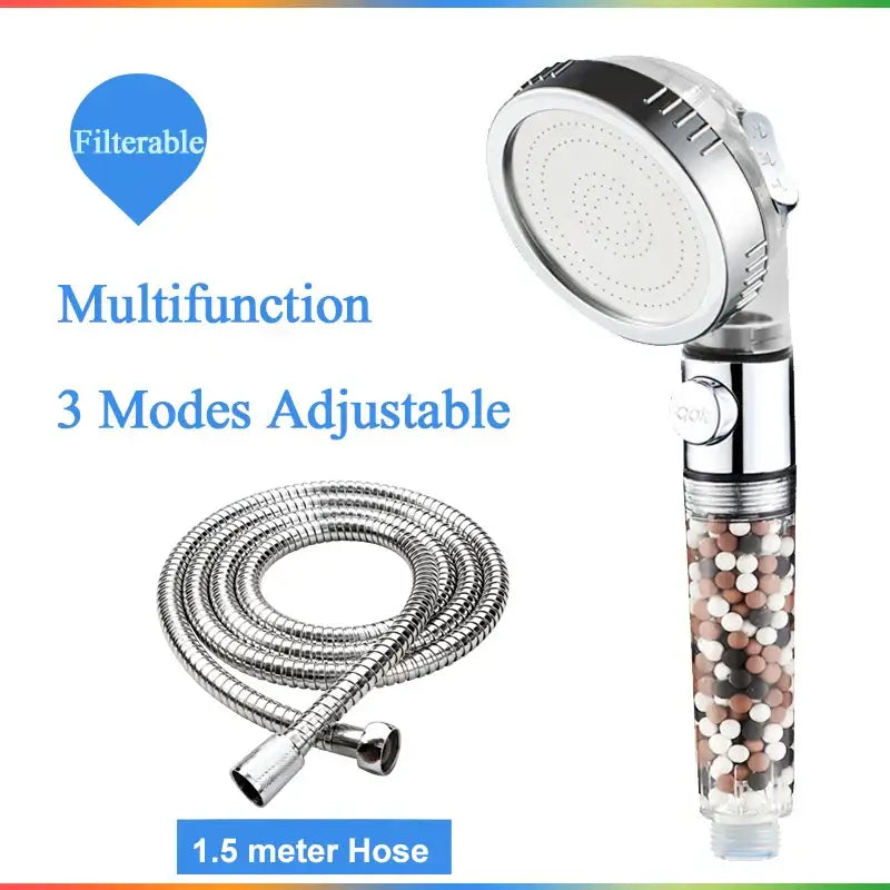 Modern chrome high pressure anion shower head with stop button bathroom