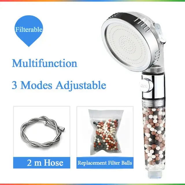 Modern chrome high pressure anion shower head with stop button bathroom