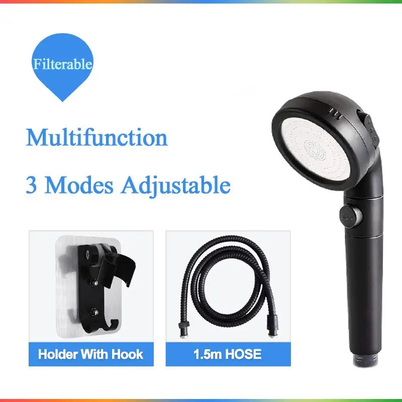 Modern chrome high pressure anion shower head with stop button bathroom