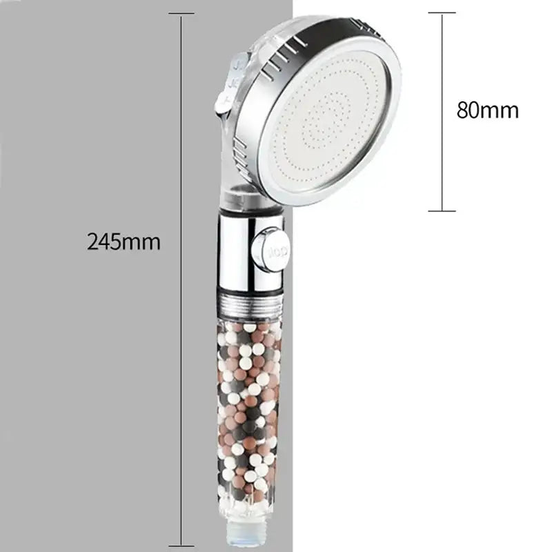 Modern chrome high pressure anion shower head with stop button bathroom