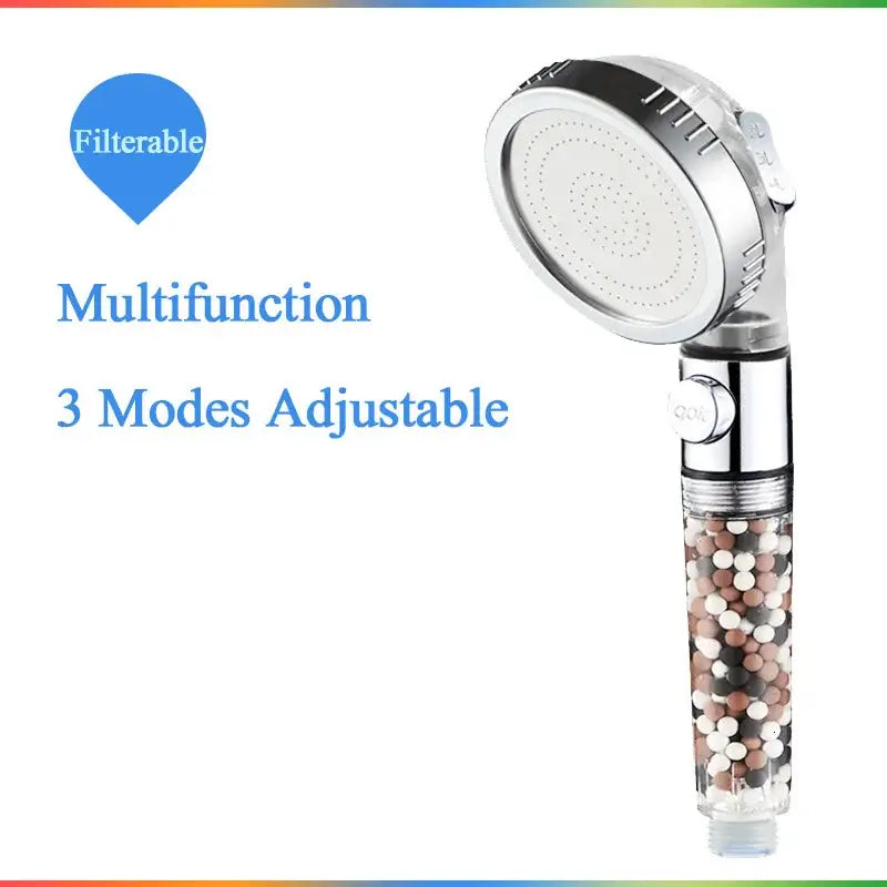 Modern chrome high pressure anion shower head with stop button bathroom