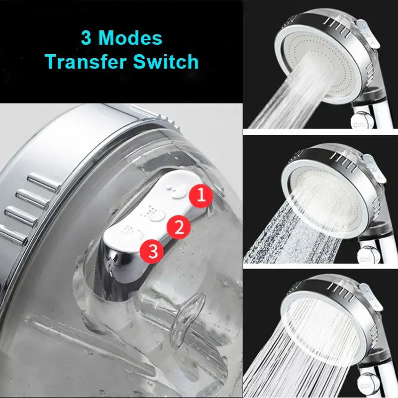 Modern chrome high pressure anion shower head with stop button bathroom