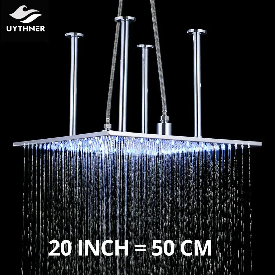Modern chrome led rain shower head bathroom ceiling sprayer with arm