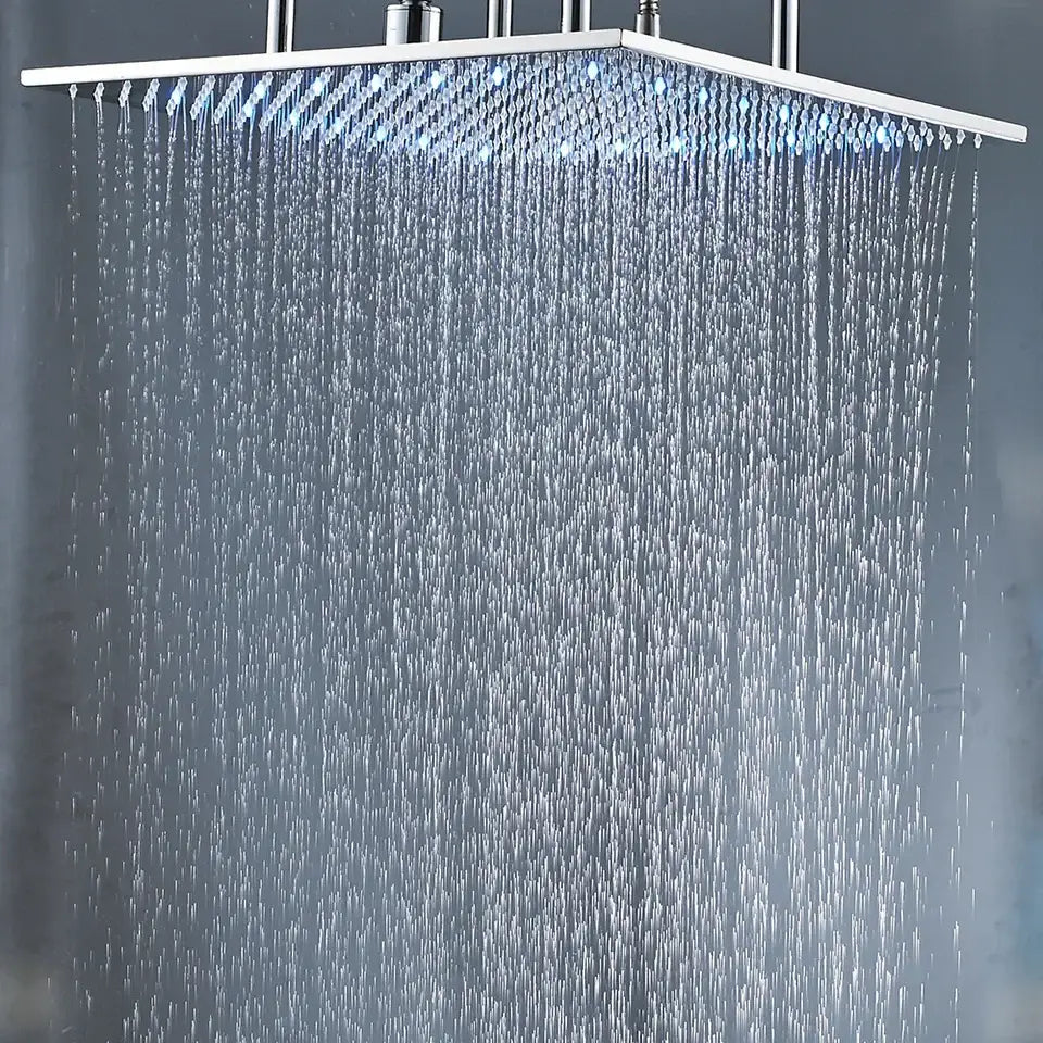 Modern chrome led rain shower head bathroom ceiling sprayer with arm
