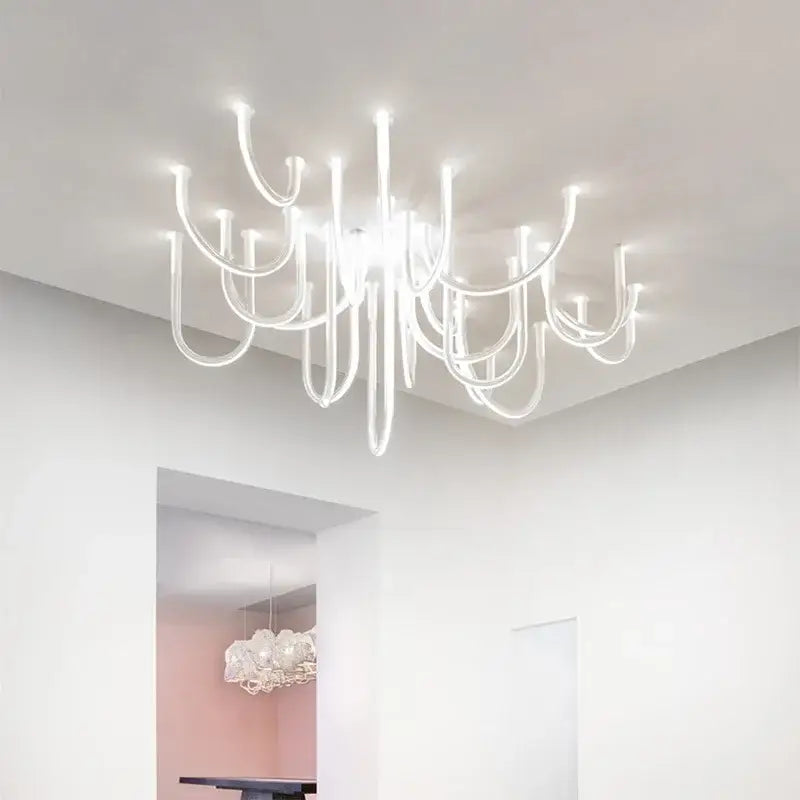 Modern chrome led u shape chandelier pendant lamp dining room