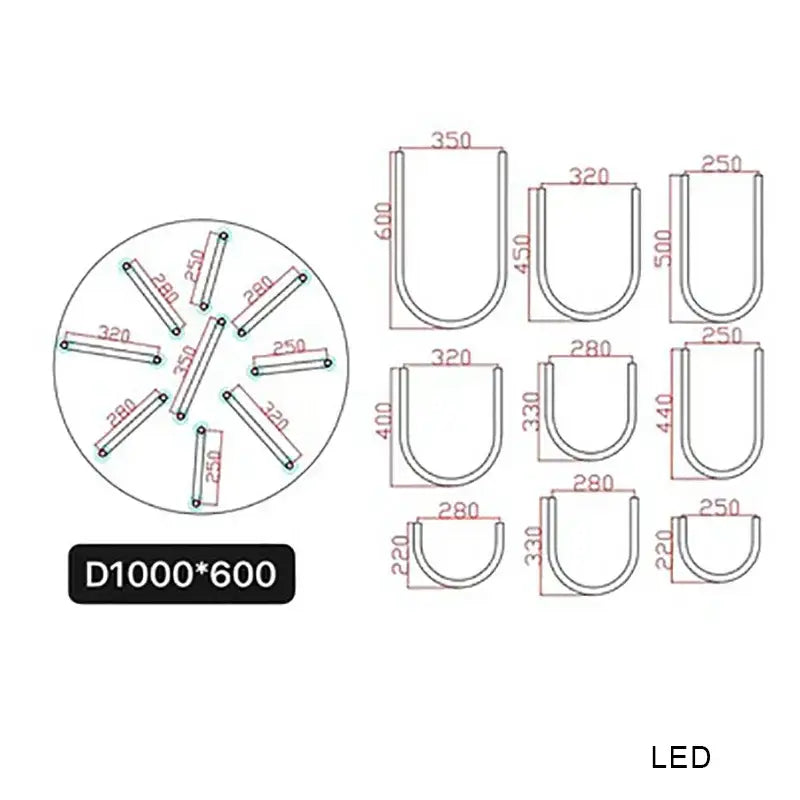 Modern chrome led u shape chandelier pendant lamp dining room