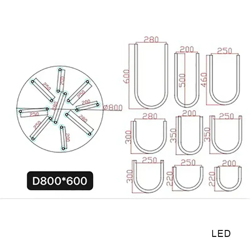 Modern chrome led u shape chandelier pendant lamp dining room