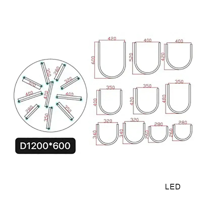 Modern chrome led u shape chandelier pendant lamp dining room