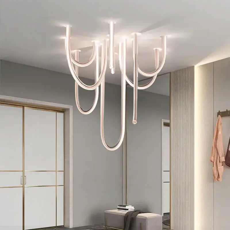 Modern chrome led u shape chandelier pendant lamp dining room