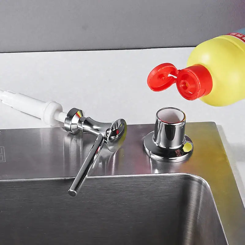 Modern chrome liquid soap dispenser kitchen flat top spray
