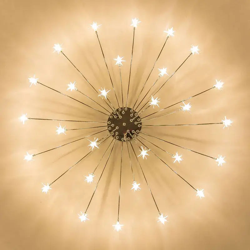 Modern chrome metal led chandelier starburst living room light