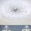 Modern chrome metal led chandelier starburst living room light