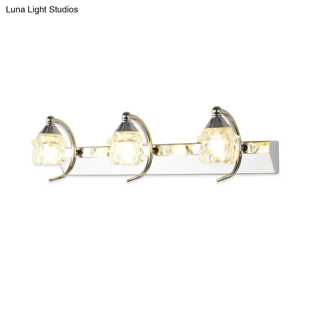 Modern chrome mushroom vanity mirror light with crystal shades bathroom