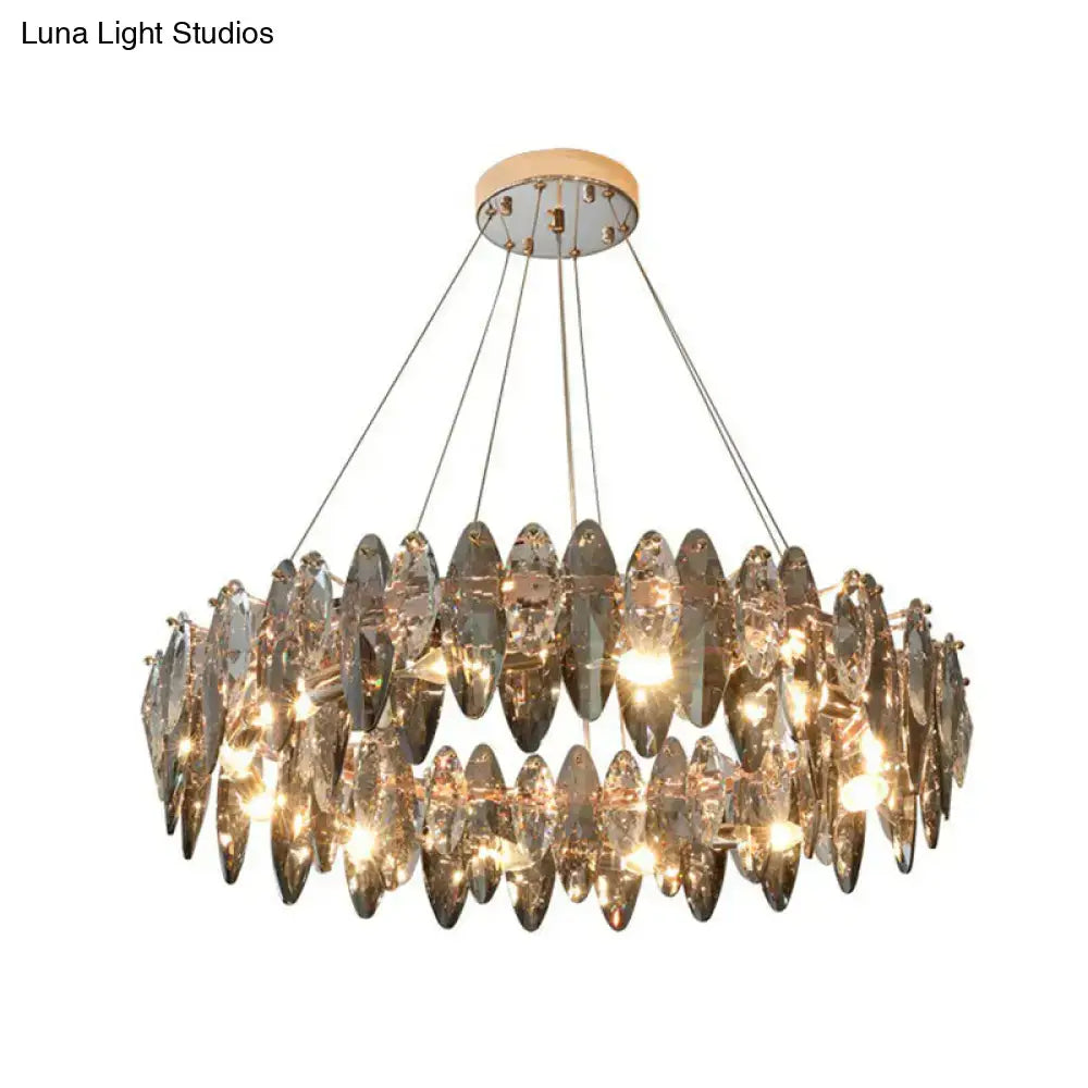 Modern chrome oval crystal clear chandelier for dining room