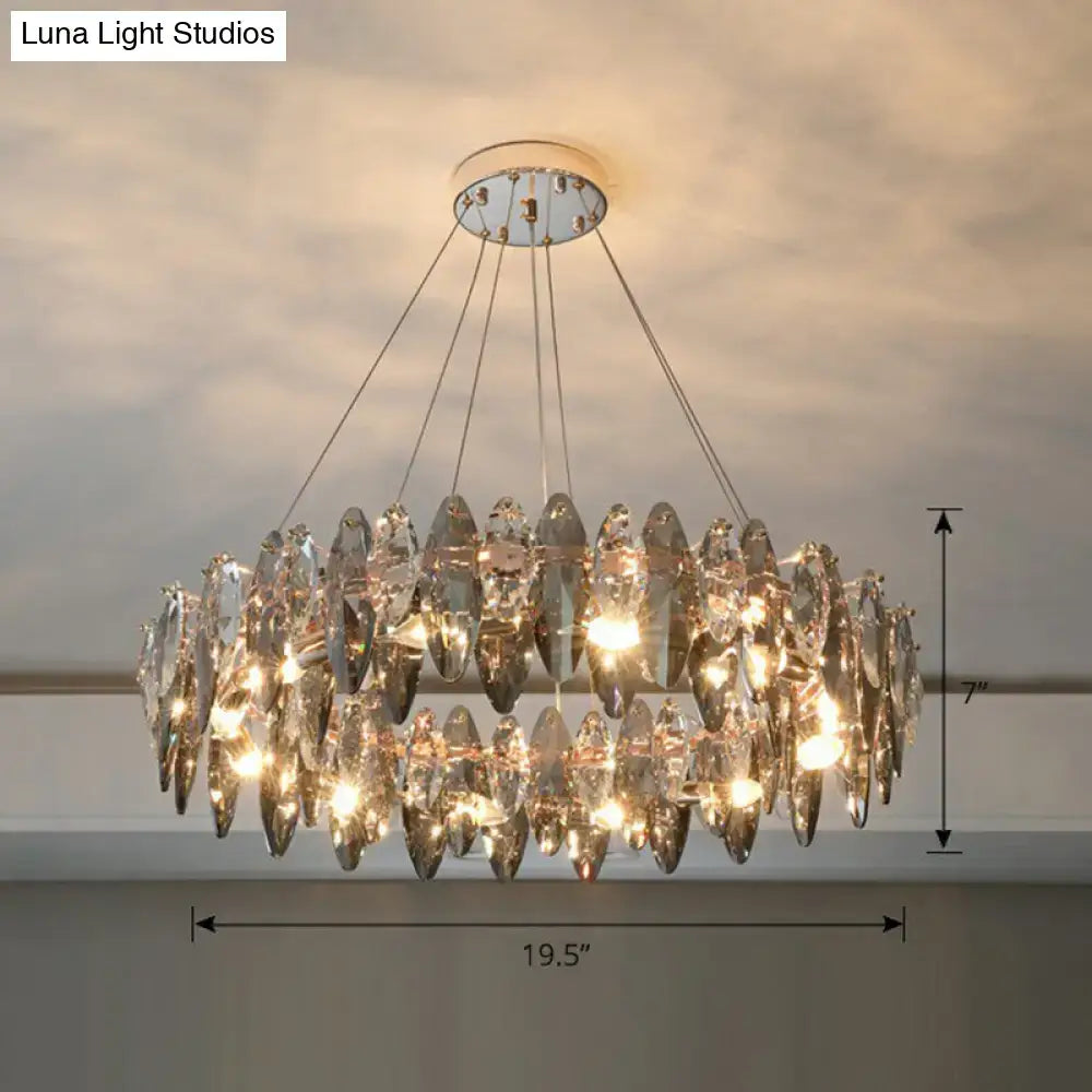 Modern chrome oval crystal clear chandelier for dining room