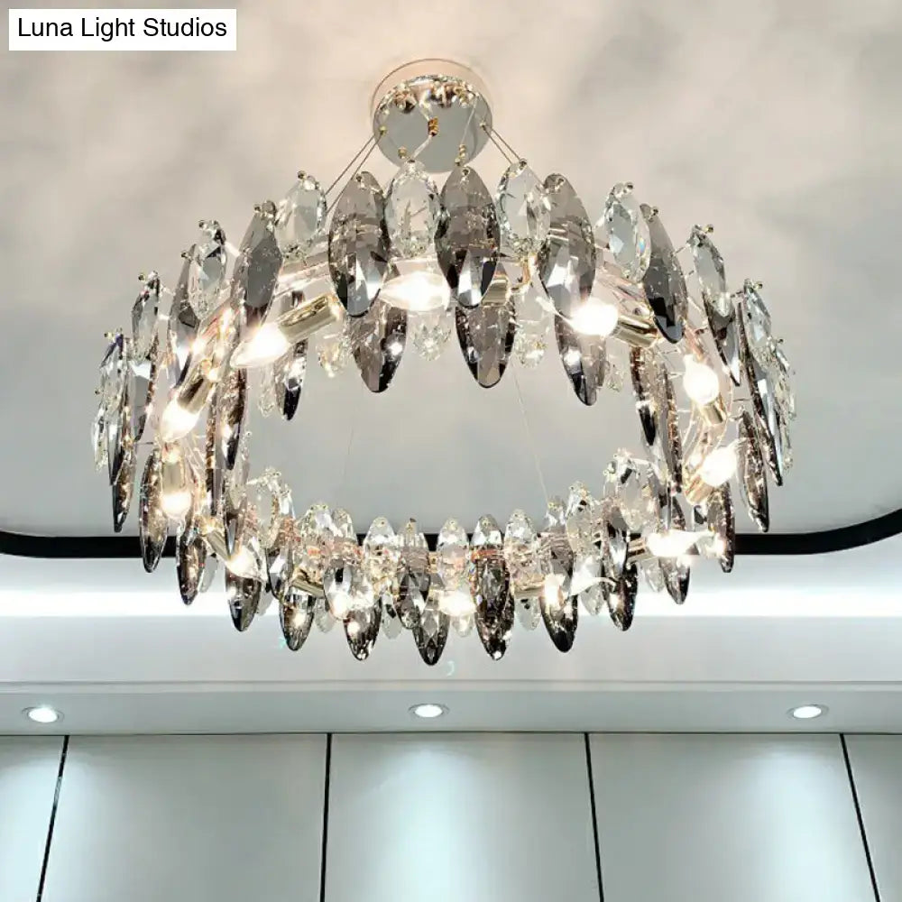 Modern chrome oval crystal clear chandelier for dining room