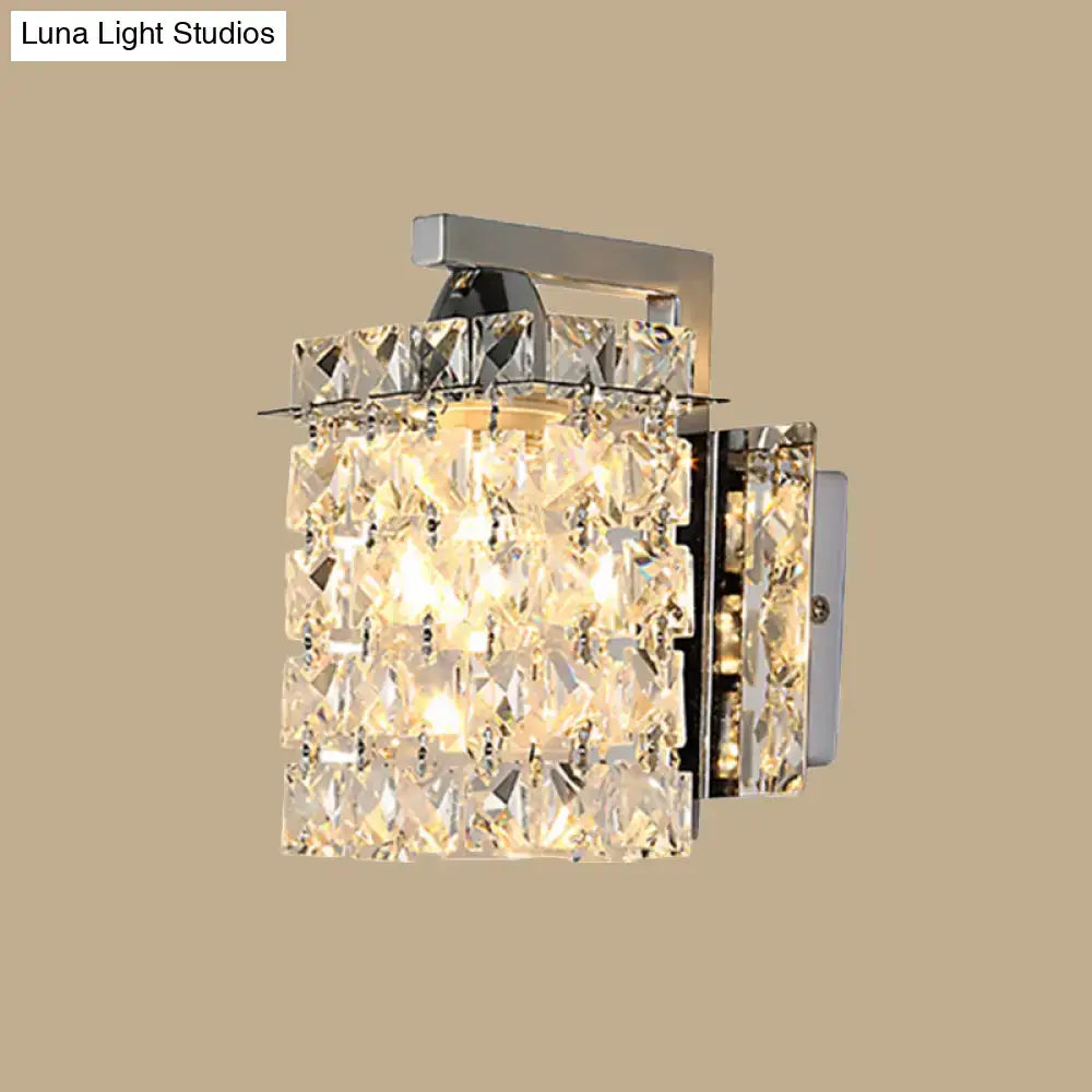 Modern chrome rectangle crystal wall light living room 110v-120v
