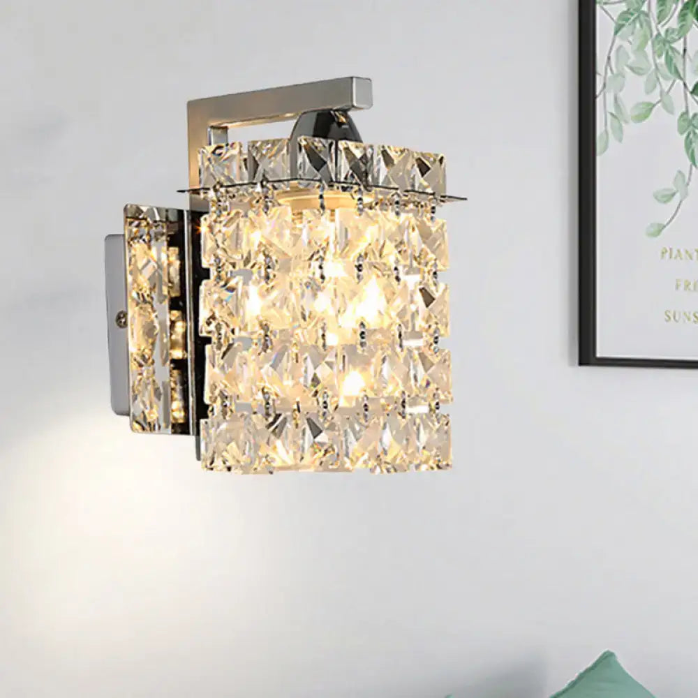 Modern chrome rectangle crystal wall light living room 110v-120v