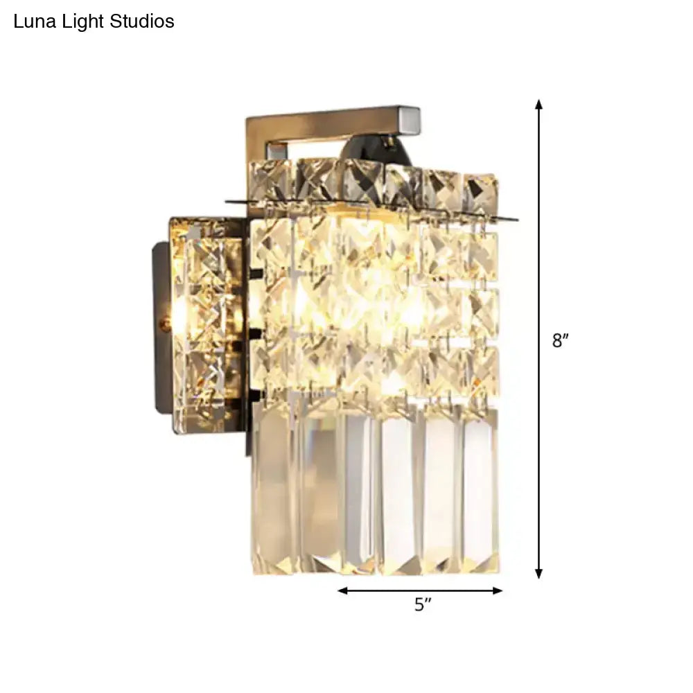 Modern chrome rectangle crystal wall light living room 110v-120v