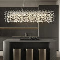 Modern chrome rectangular crystal branch chandelier dining room