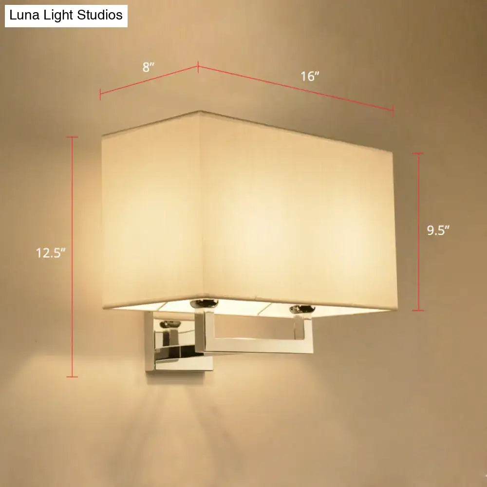 Modern chrome rectangular fabric wall sconce bedroom 110v-120v light