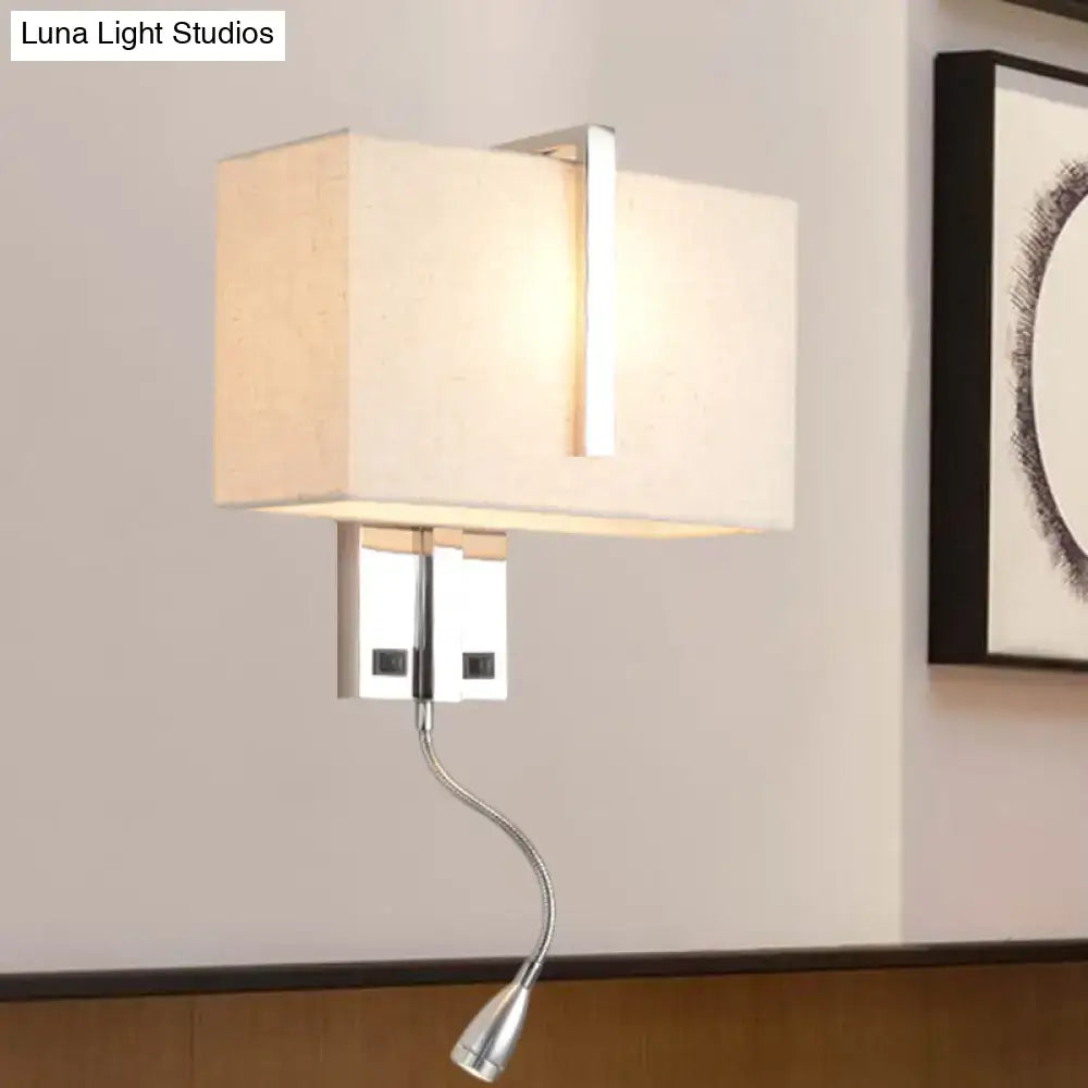 Modern chrome rectangular fabric wall sconce e26 e27 living room light