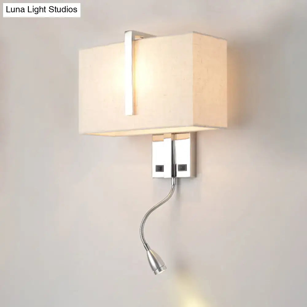 Modern chrome rectangular fabric wall sconce e26 e27 living room light