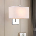 Modern chrome rectangular fabric wall sconce e26 e27 living room light