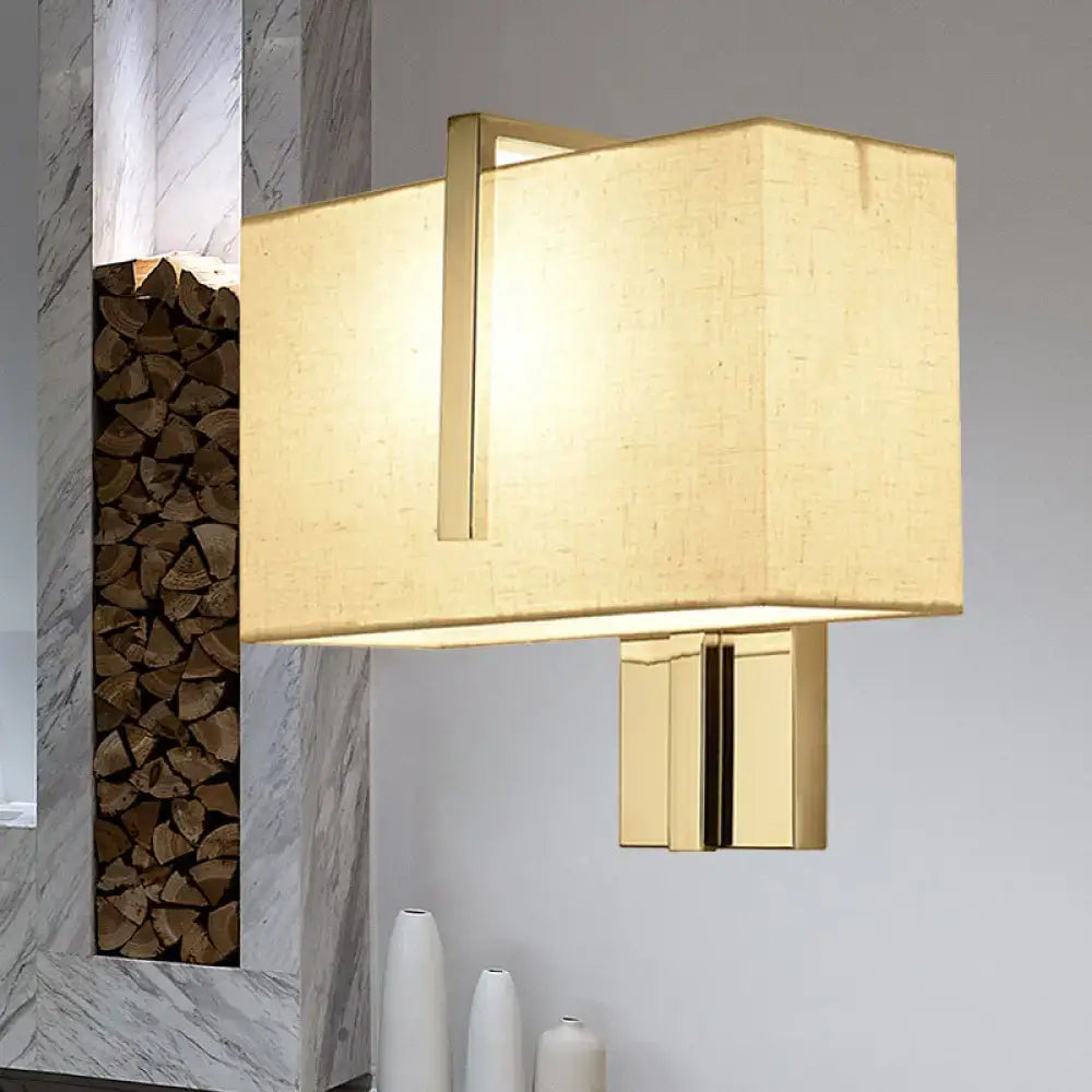 Modern chrome rectangular fabric wall sconce e26 e27 living room light