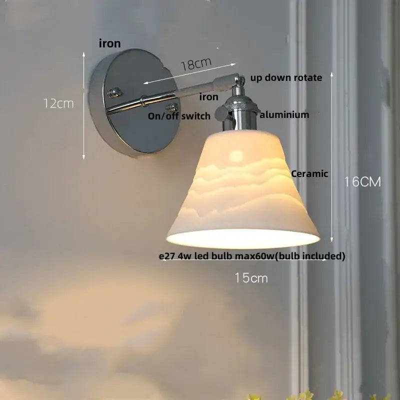Modern chrome ribbed clear glass wall lamp bedroom pull chain light
