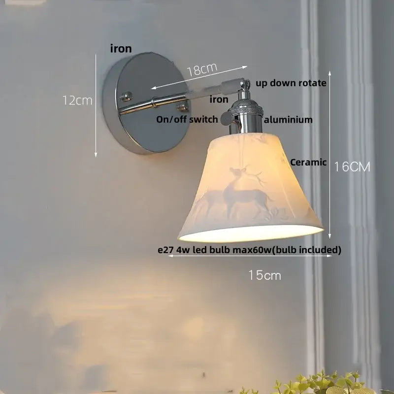 Modern chrome ribbed clear glass wall lamp bedroom pull chain light