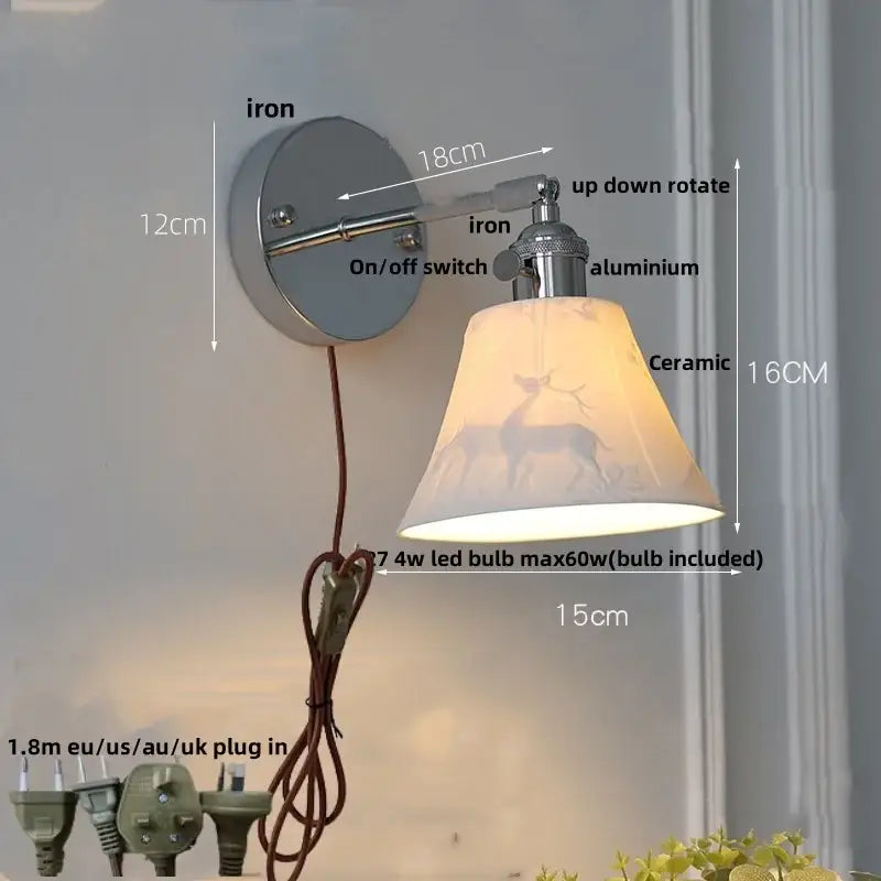 Modern chrome ribbed clear glass wall lamp dining room pull chain