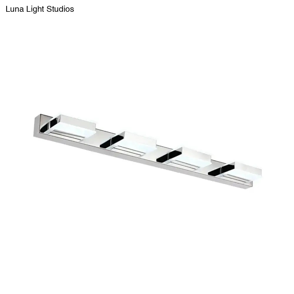 Modern chrome square acrylic vanity light bathroom fixture height