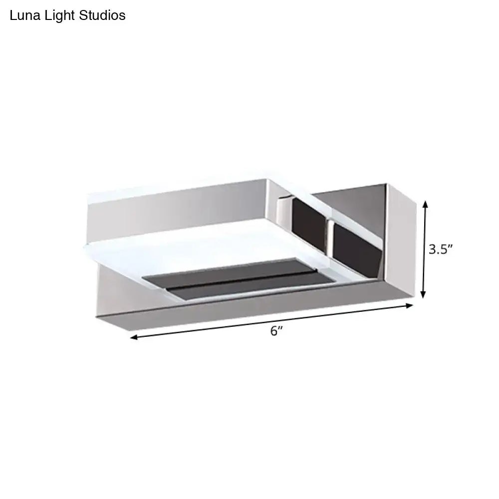 Modern chrome square acrylic vanity light bathroom fixture height