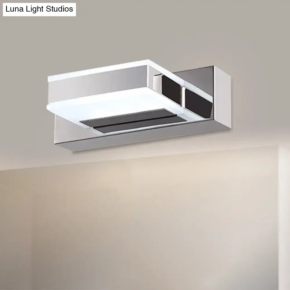 Modern chrome square acrylic vanity light bathroom fixture height
