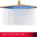 Modern chrome square led rainfall shower head bathroom light