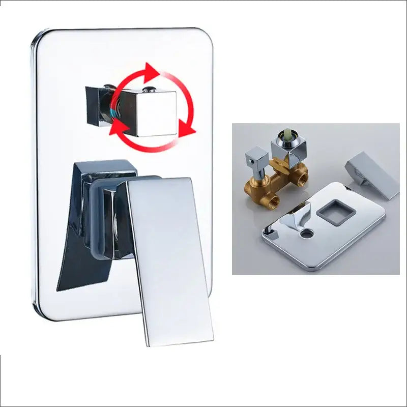 Modern chrome square shower faucet set bathroom rain showerhead
