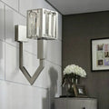 Modern chrome wall lamp with clear crystal – living room metal frames