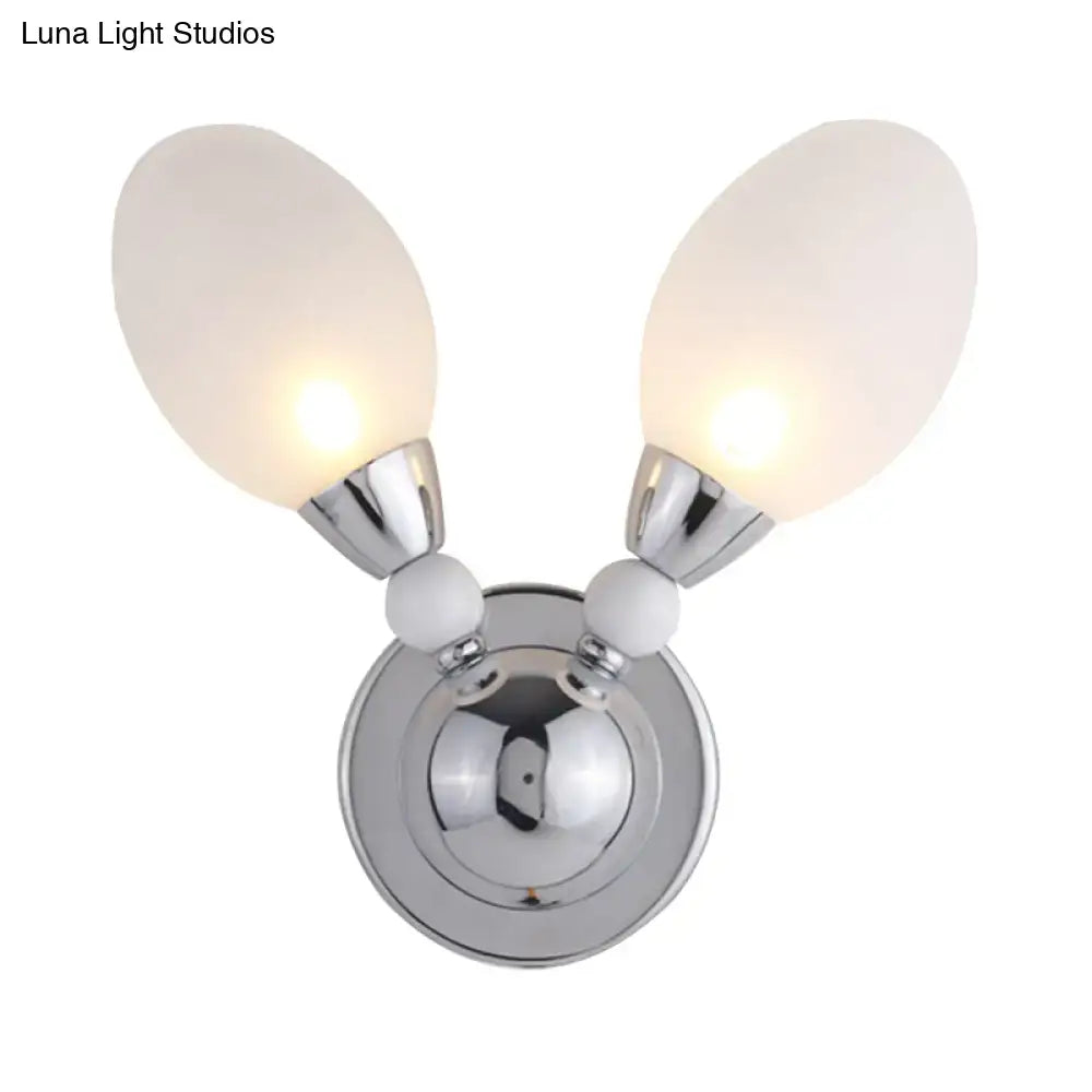 Modern chrome wall light with white glass shades bedroom sconce
