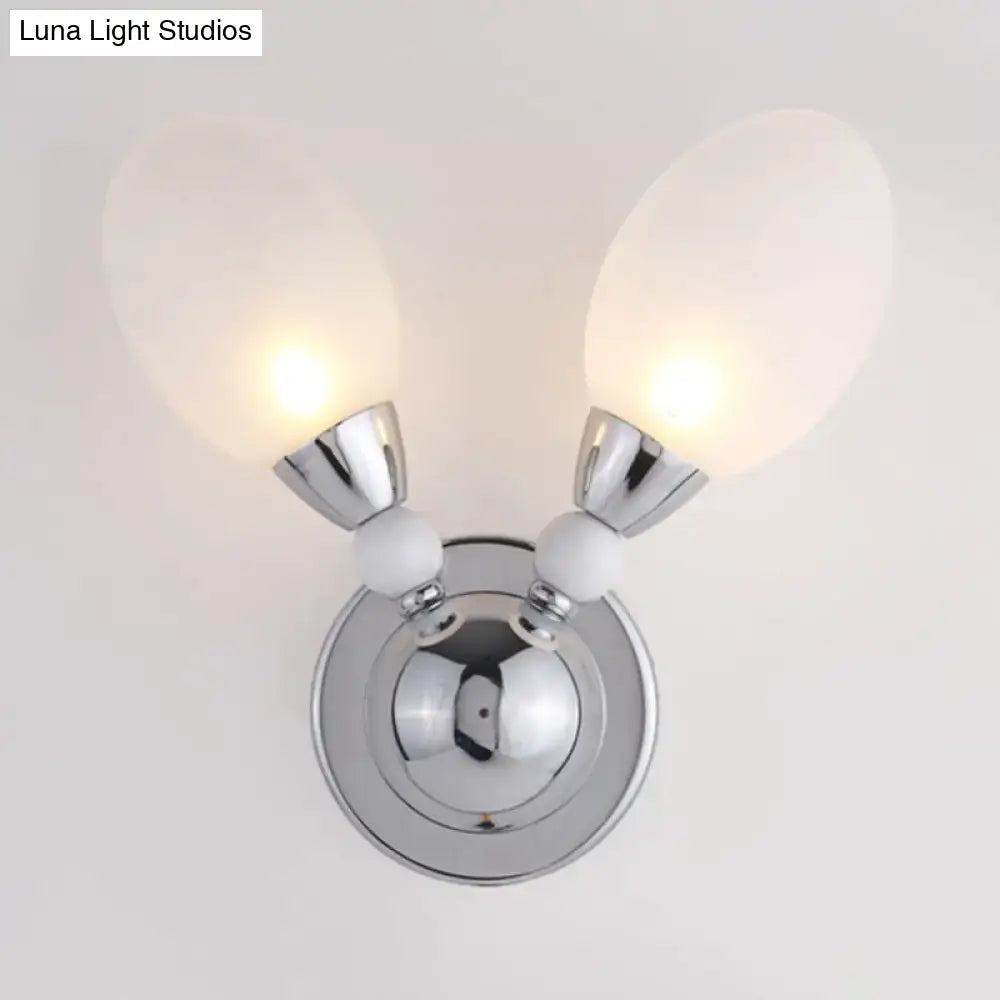 Modern chrome wall light with white glass shades bedroom sconce