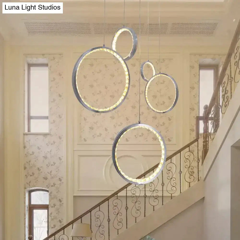 Modern circle led crystal pendant light for dining room