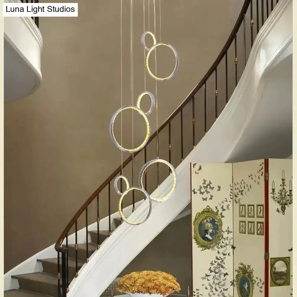 Modern circle led crystal pendant light for dining room