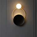 Modern circle wall sconce black & gold corridor light – bedroom