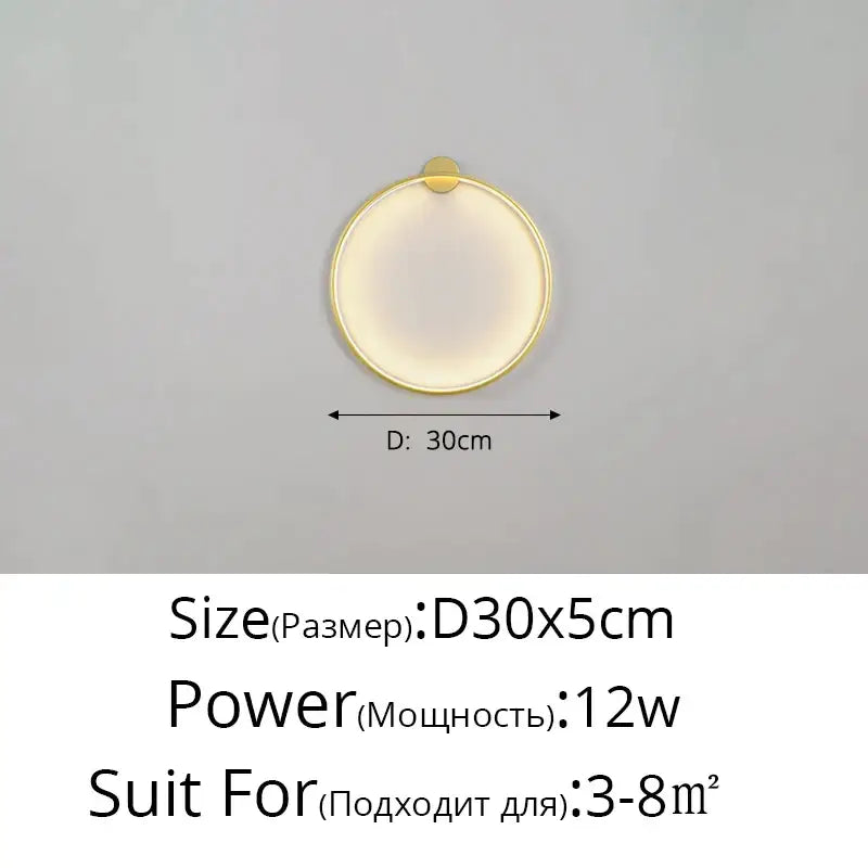 Modern circular black led wall lights for living room decor
