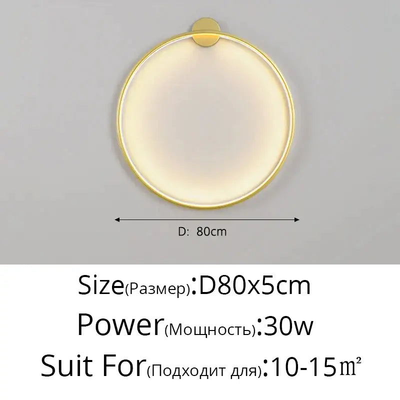Modern circular black led wall lights for living room decor