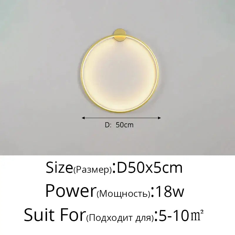 Modern circular black led wall lights for living room decor