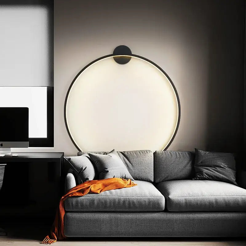 Modern circular black led wall lights for living room decor
